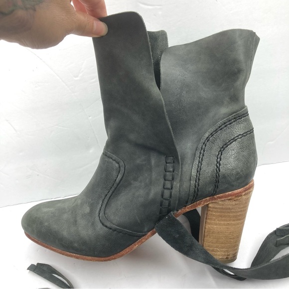 Free People Seven Wonders Leather Boots Washed Black 39 US 8.5/9 heeled - Picture 13 of 16